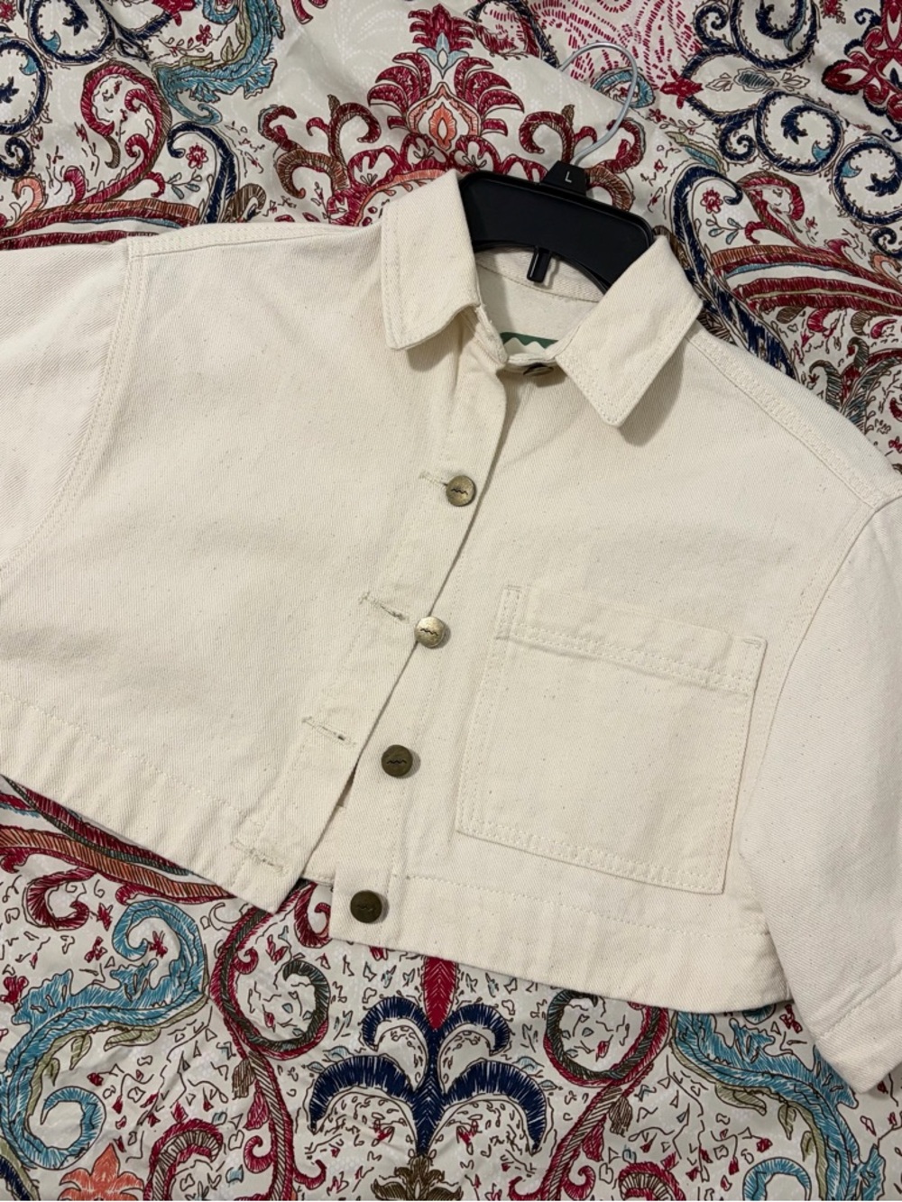 Women's Cream Button-Front Cropped Jacket Colombian brand